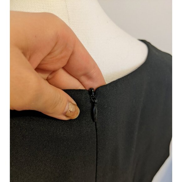 Vintage 90s Mario Serrani Black Sleeveless Midi Dress Classic Party Office Sz 14 - Picture 6 of 10